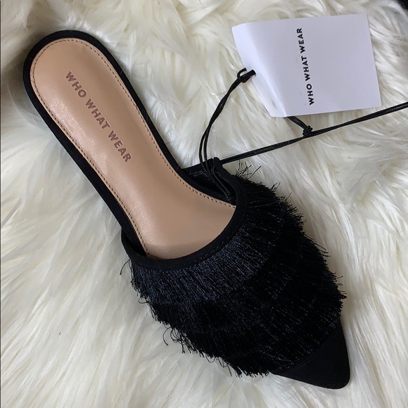 Who What Wear Black Fringed Mules - Picture 3 of 4